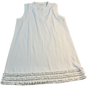 Tory Sport White Sleeveless Ruffle Hem Dress Women XL/TG